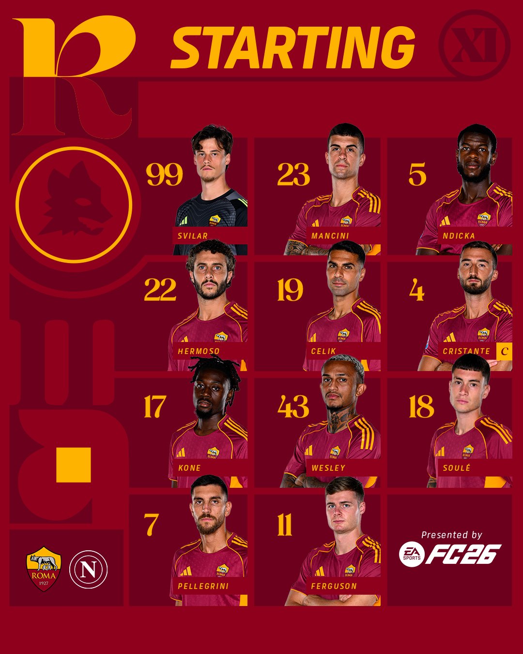 تشكيل روما أمام نابولي، فيتو