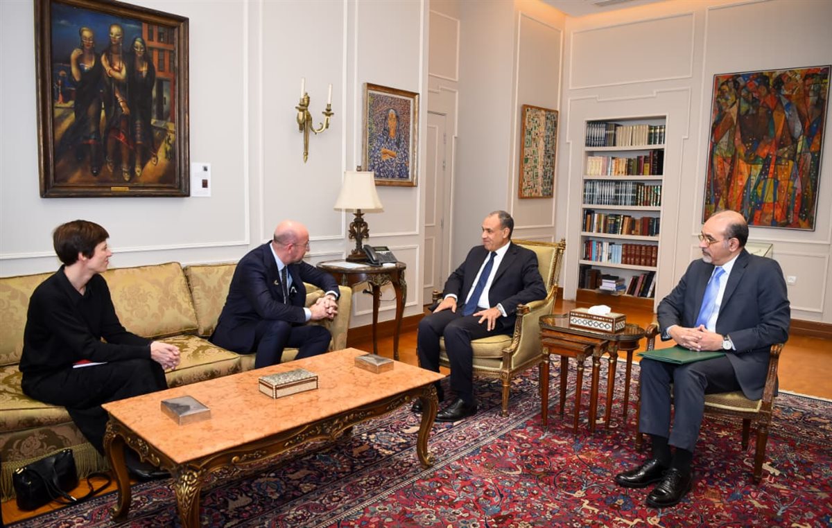 لقاء وزير الخارجية مع شارل ميشيل رئيس المجلس الأوروبي السابق