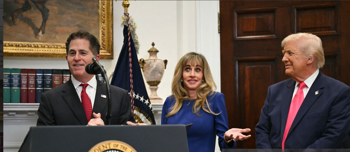 سوزان ديل مع ترامب وزوجها في البيت الأبيض، فيتو