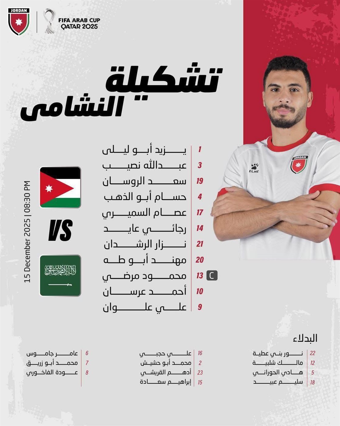 تشكيل الأردن أمام السعودية، فيتو