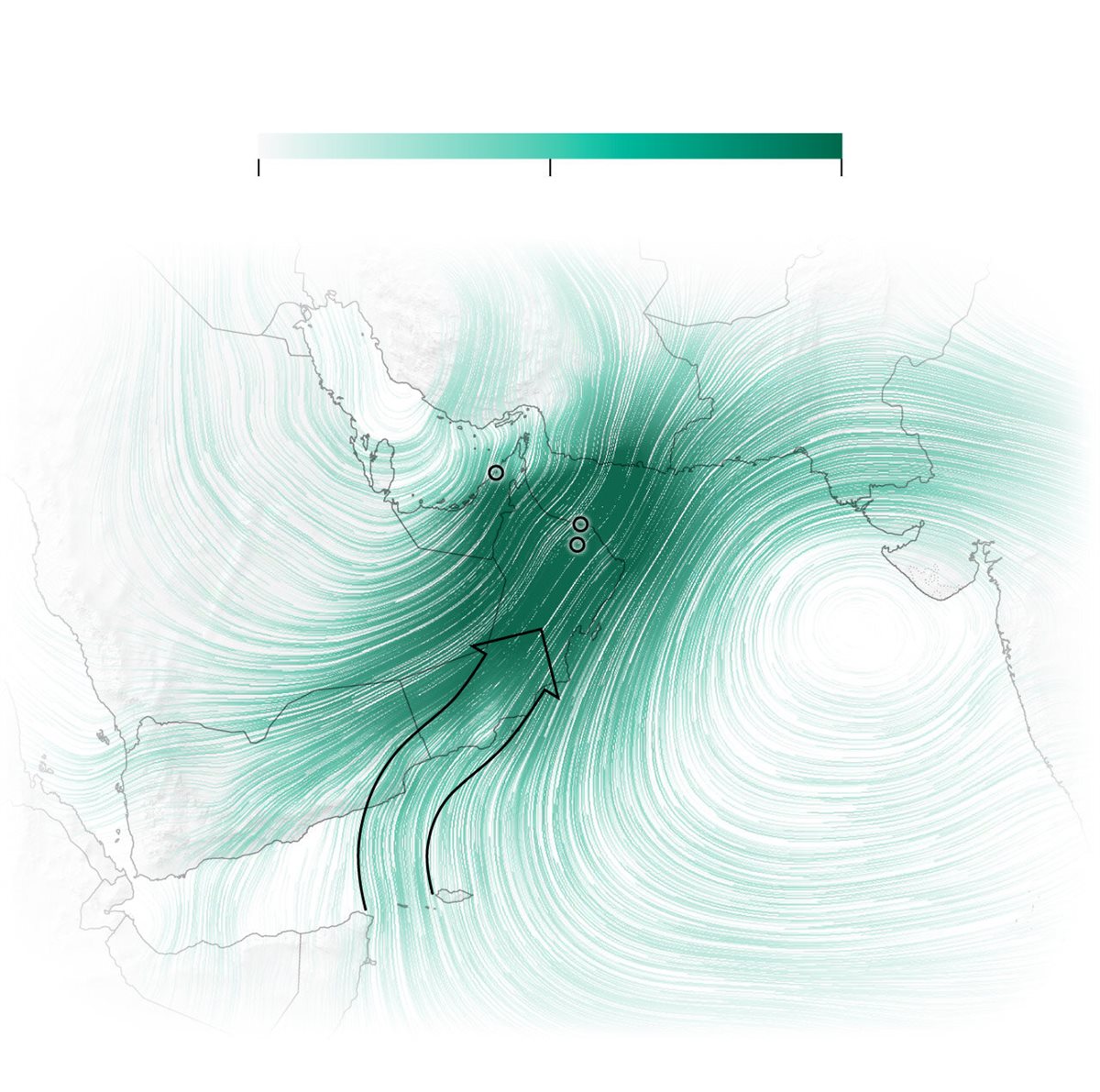 خريطة تكشف التغيرات المناخية في عمان والإمارات