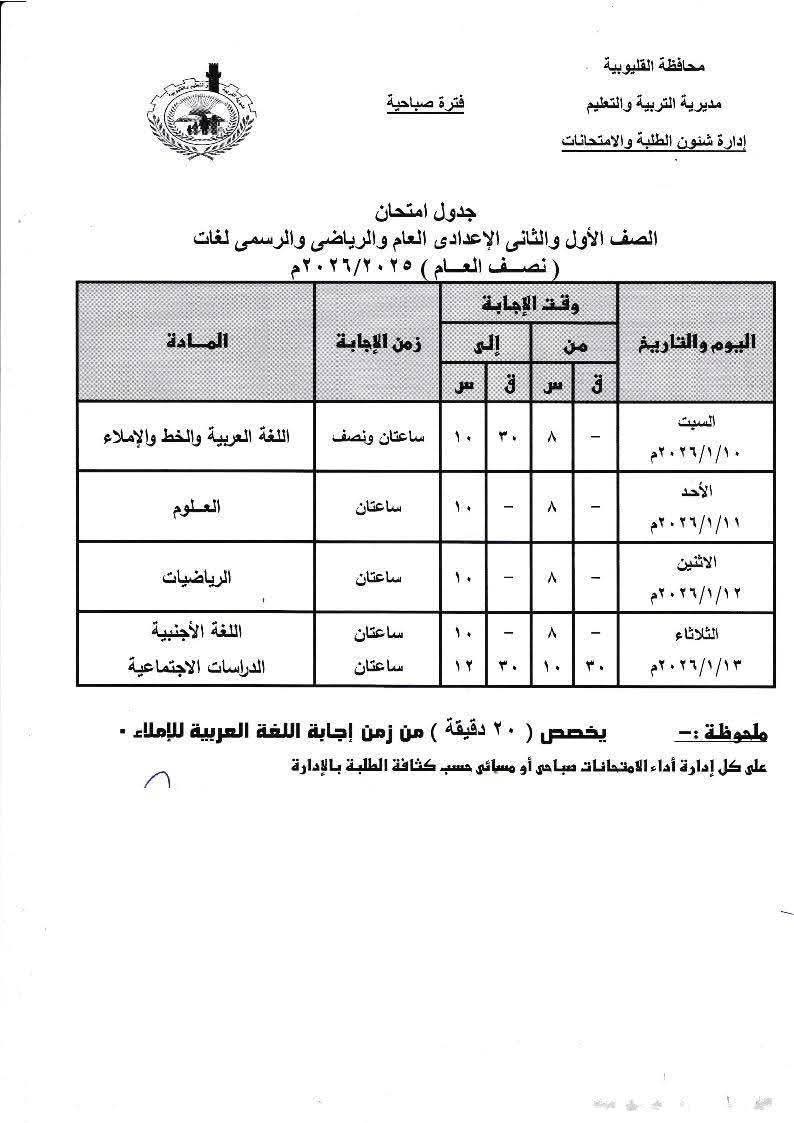 امتحانات الاعدادية بالقليوبية،فيتو&nbsp;