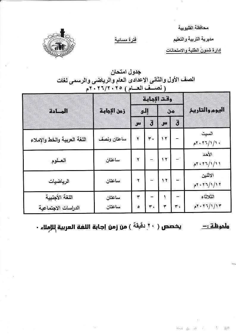 امتحانات الاعدادية بالقليوبية،فيتو&nbsp;
