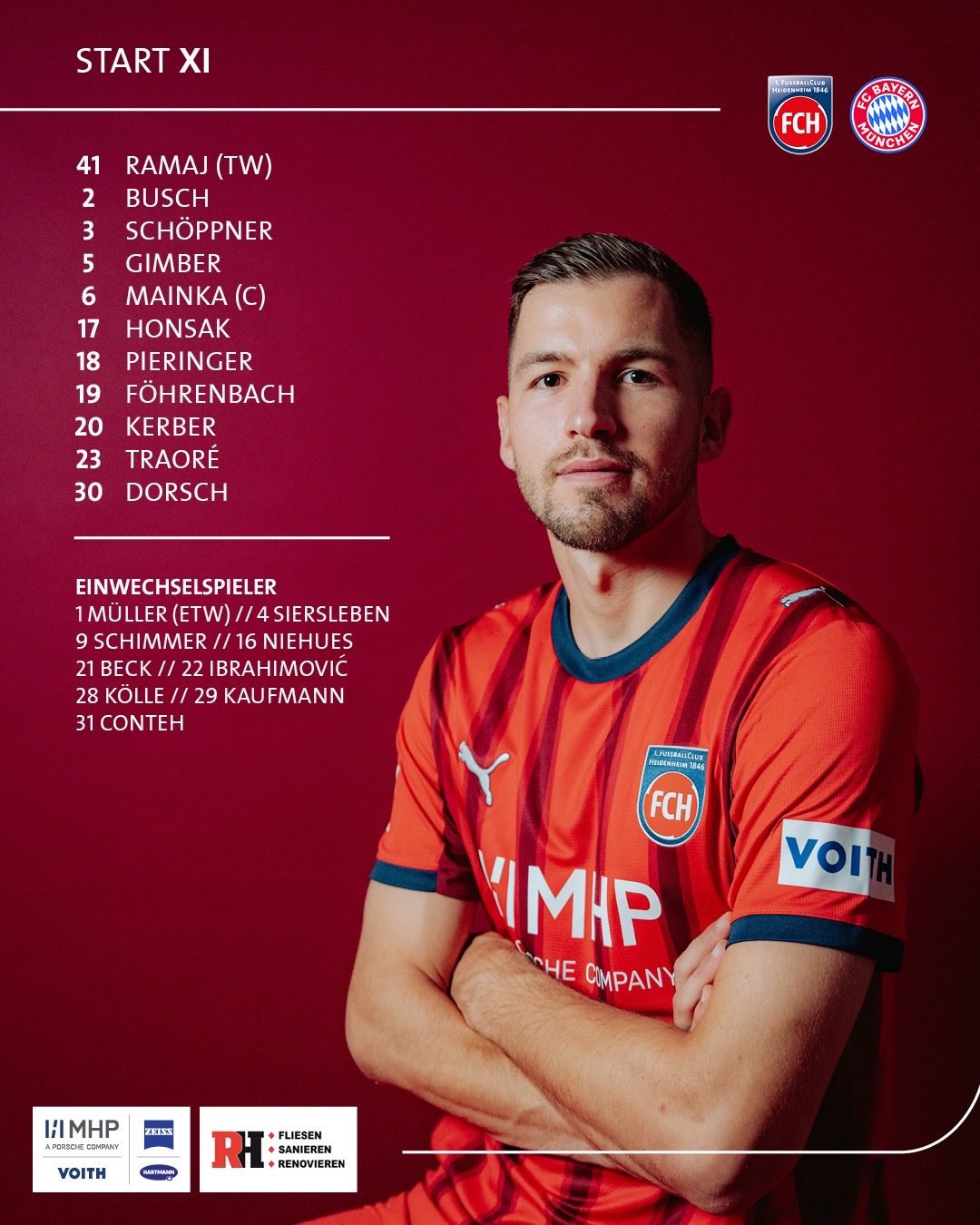 تشكيل هايدنهايم أمام بايرم ميونيخ، فيتو