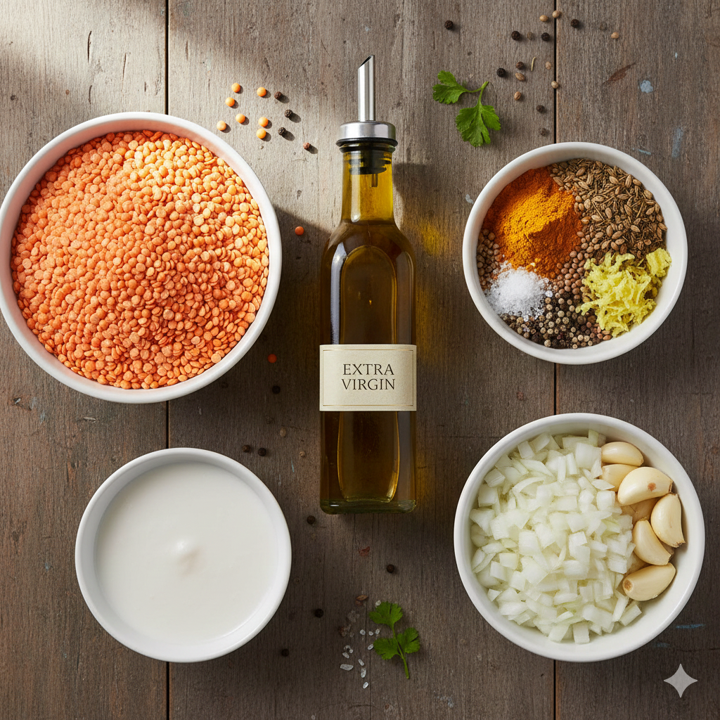 مكونات شوربة العدس الاحمر