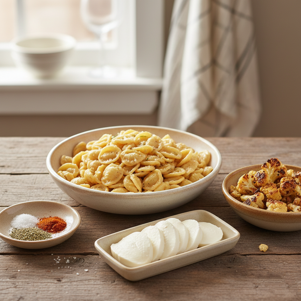 مكونات المكرونة بالقرنبيط