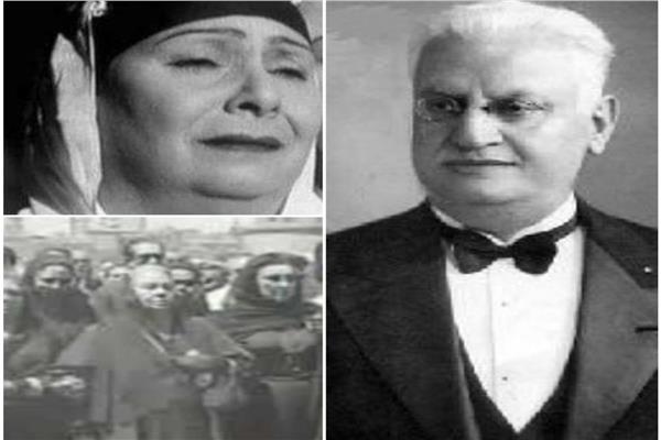 دولت أبيض فى جنازة زوجها جورج أبيض&nbsp;