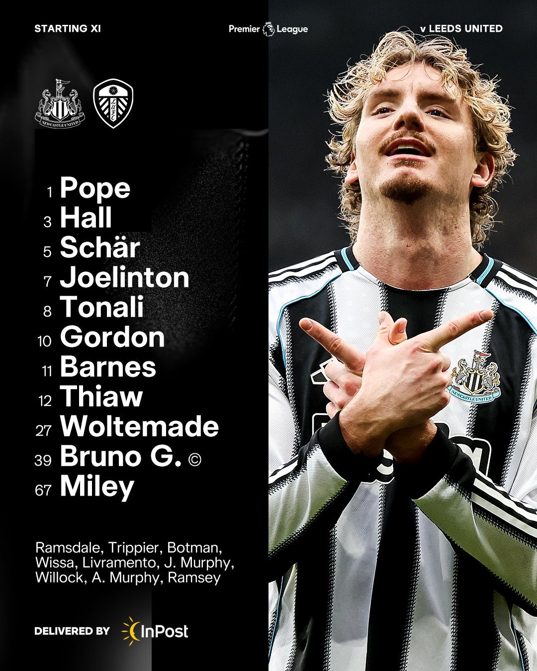 تشكيل نيوكاسل أمام ليدز يونايتد، فيتو