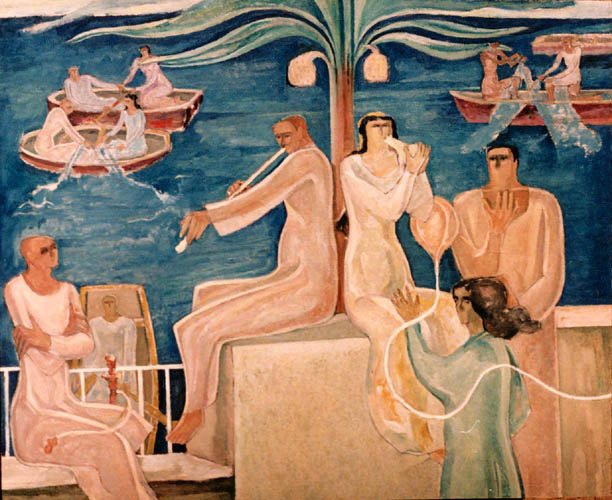 لوحة من وحي النيل للفنان محمود أبو العزم، فيتو