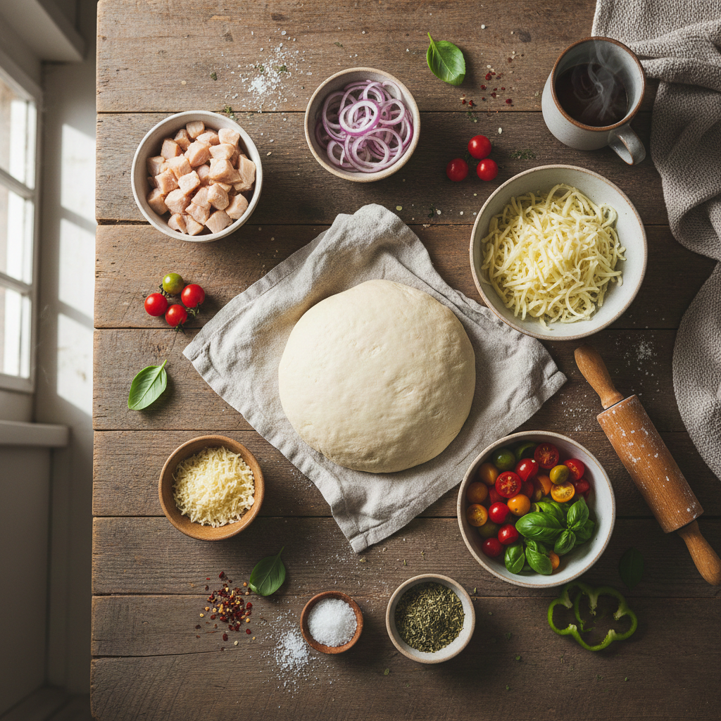 مكونات عمل البيتزا