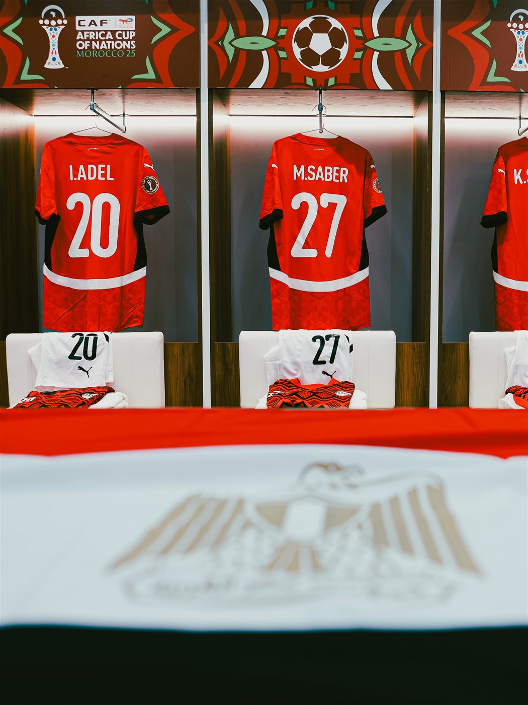 غرف ملابس مصر والسنغال قبل مواجهة نصف نهائي أمم أفريقيا