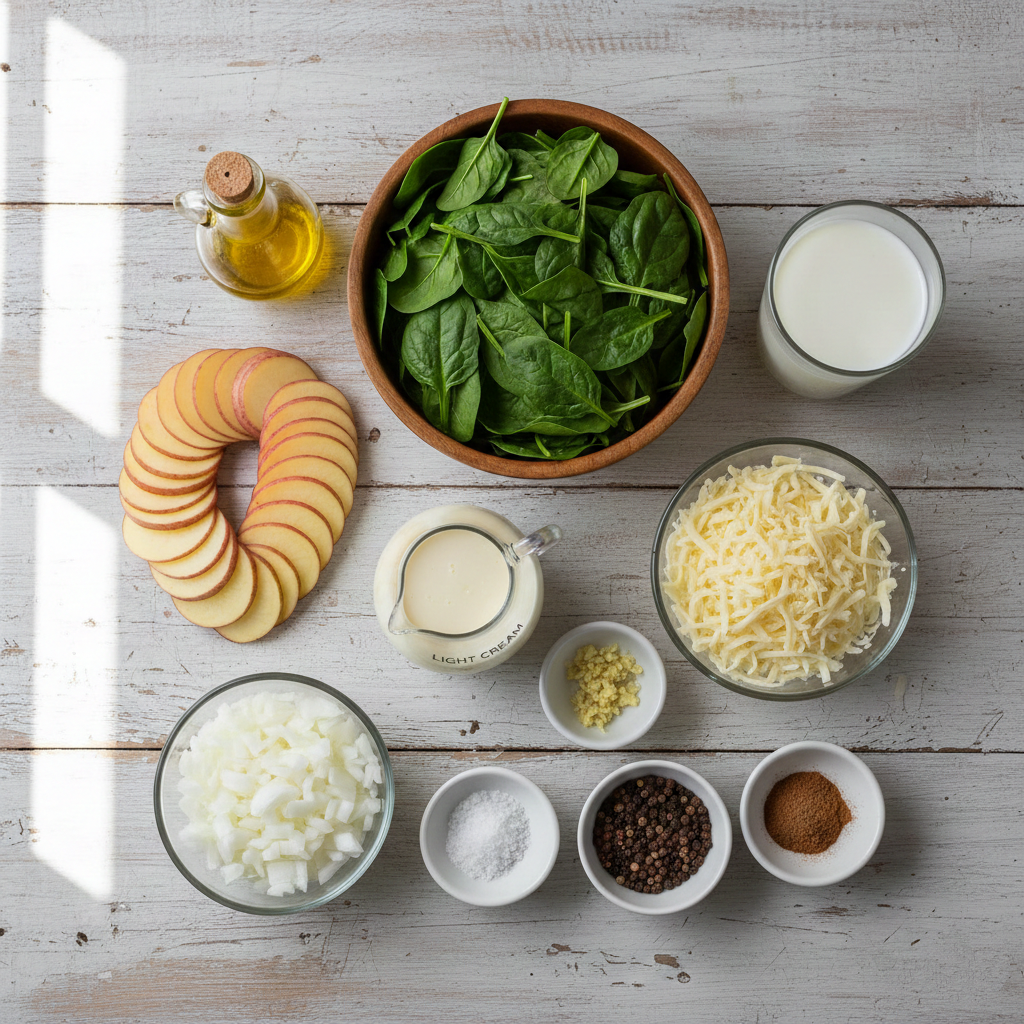 طاجن البطاطس بالسبانخ