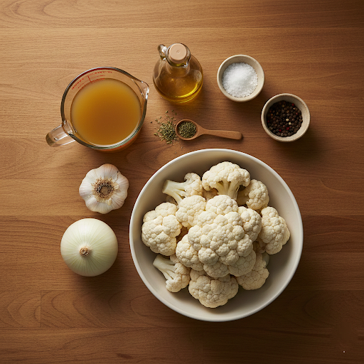 مكونات شوربة القرنبيط بالثوم