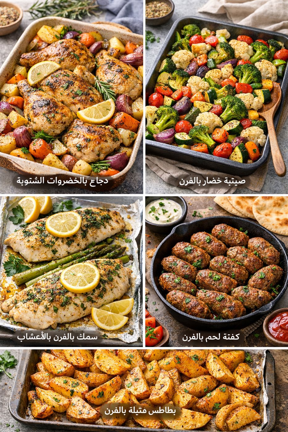 أكلات صحية في الفرن