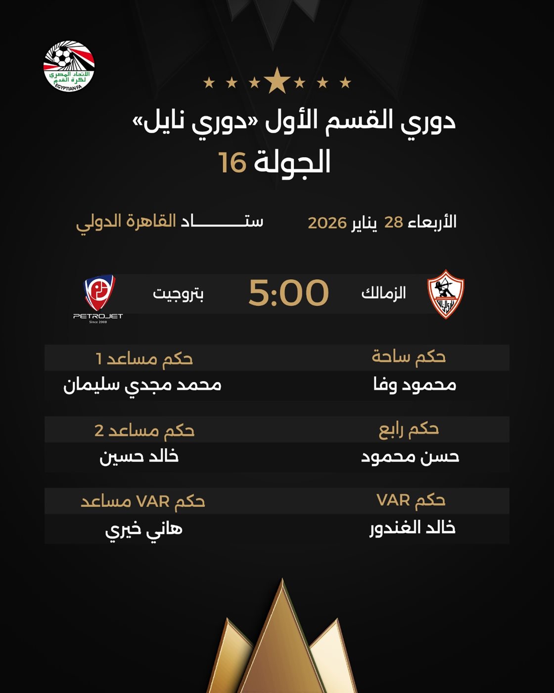 حكام مباراة الزمالك ضد بتروجيت، فيتو