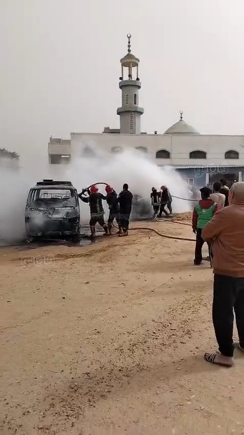 حريق يلتهم سيارتين بالعاشر من رمضان،فيتو