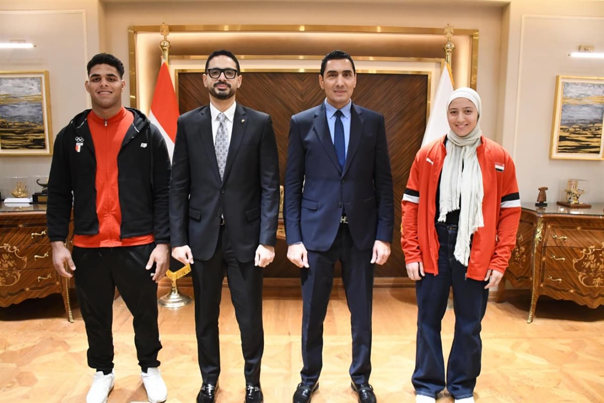 وزير الشباب والرياضة يكرم صفا سليمان وعمر الرملي بعد ميداليتي كأس العالم للجودو&nbsp;