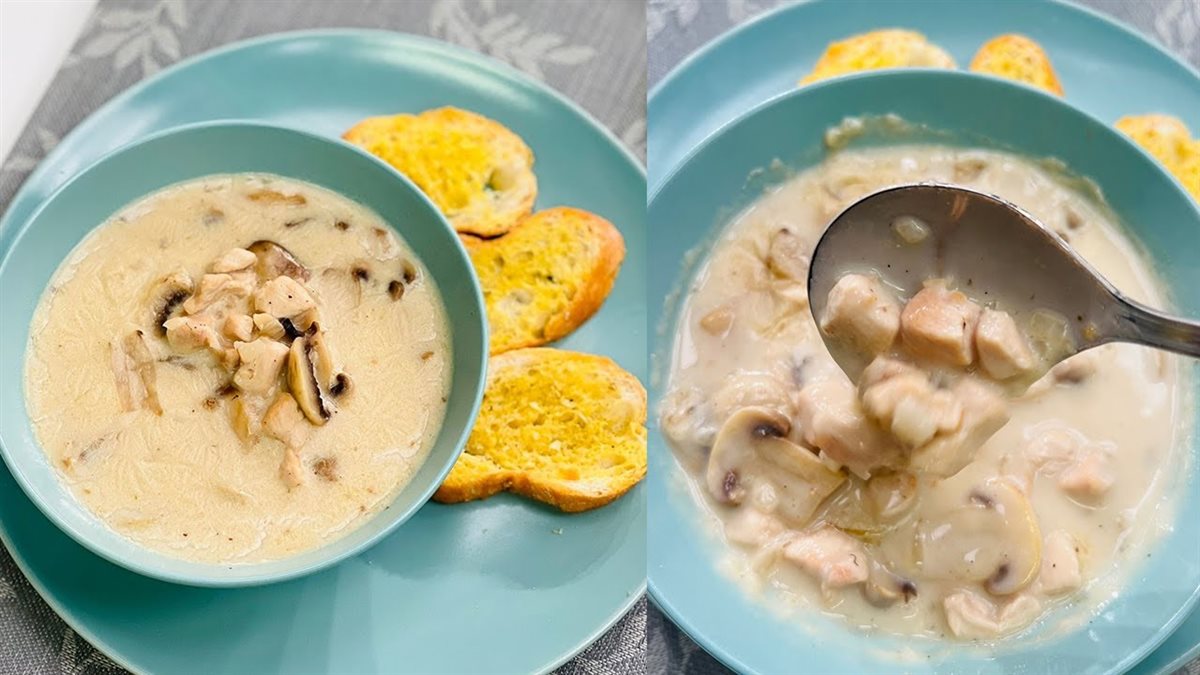 طريقة عمل شوربة الفراخ بالكريمة والمشروم