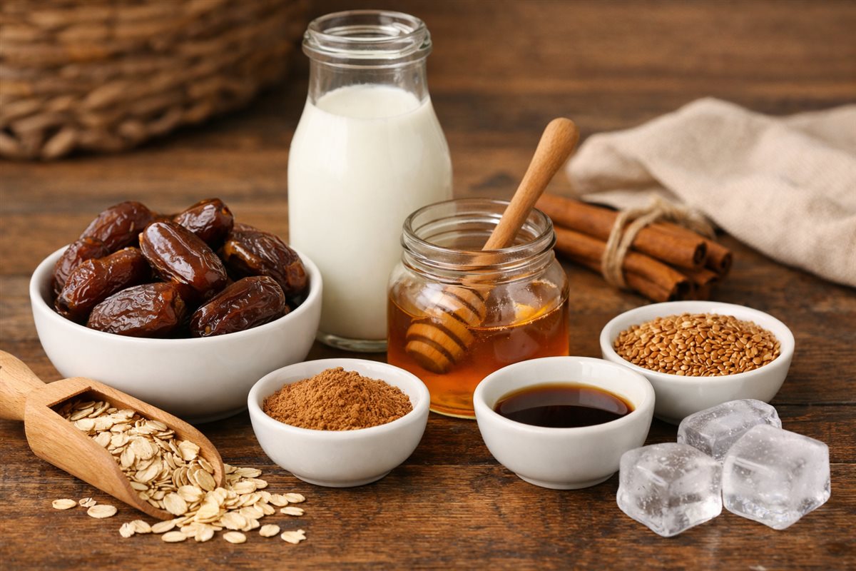 مكونات مشروب التمر والشوفان