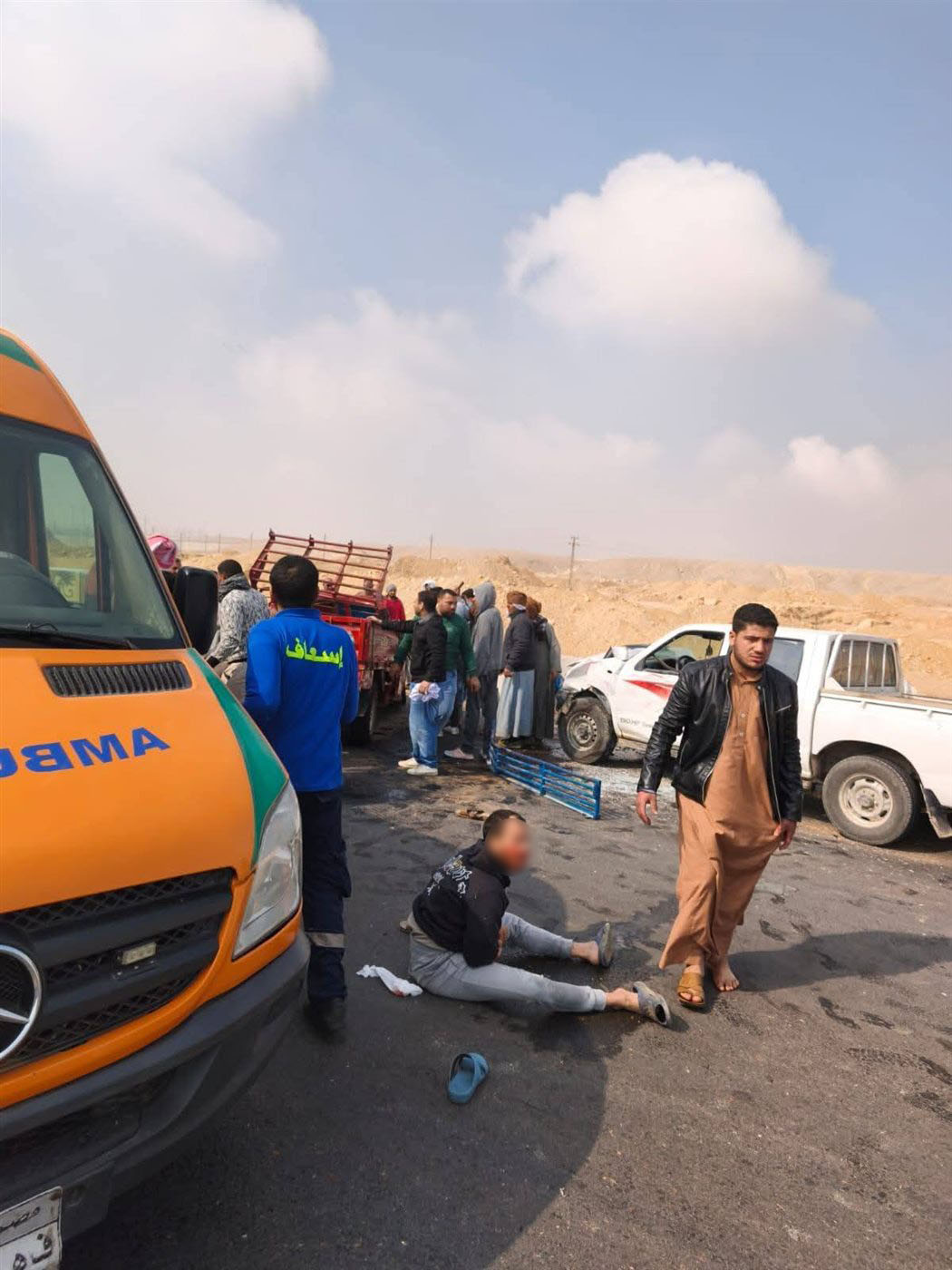حادث تصادم سيارتين ببني سويف