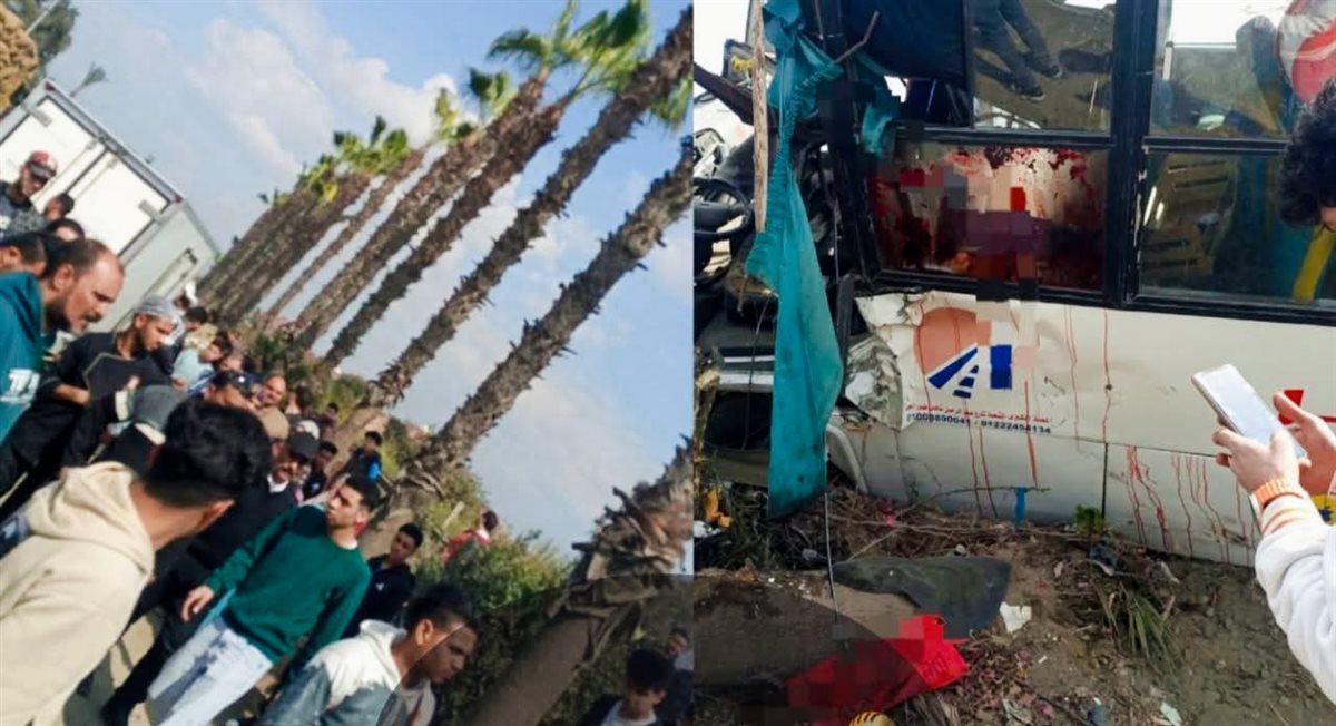مصرع السائق وإصابة 11 طالبًا اثر انقلاب أتوبيس بالغربية