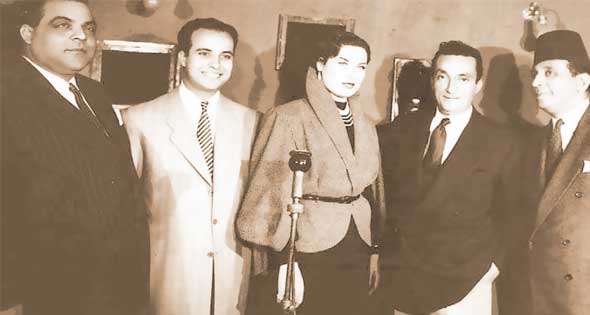 كارم محمود مع ليلى فوزى والسيد بدير وعزيز عثمان