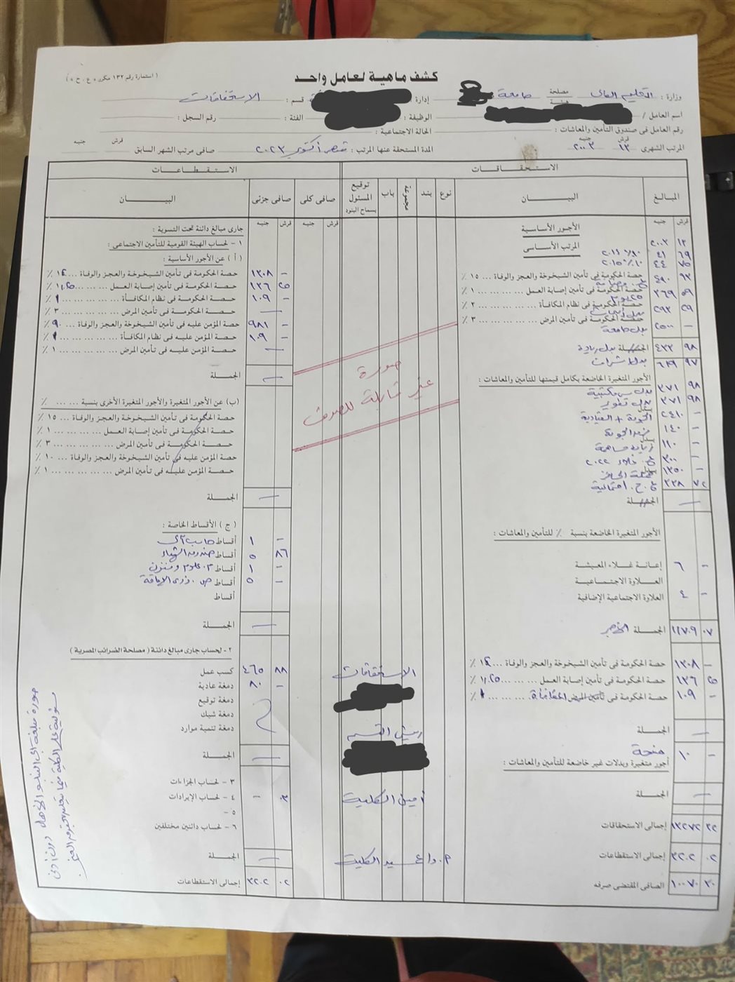 مفردات مرتب احد أعضاء هيئة التدريس