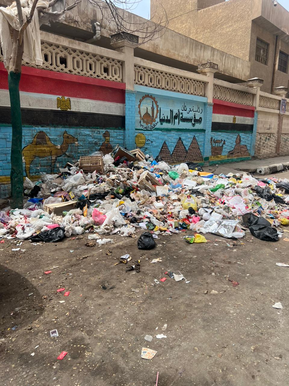 تلال القمامة تحاصر كلية التجارة بطنطا