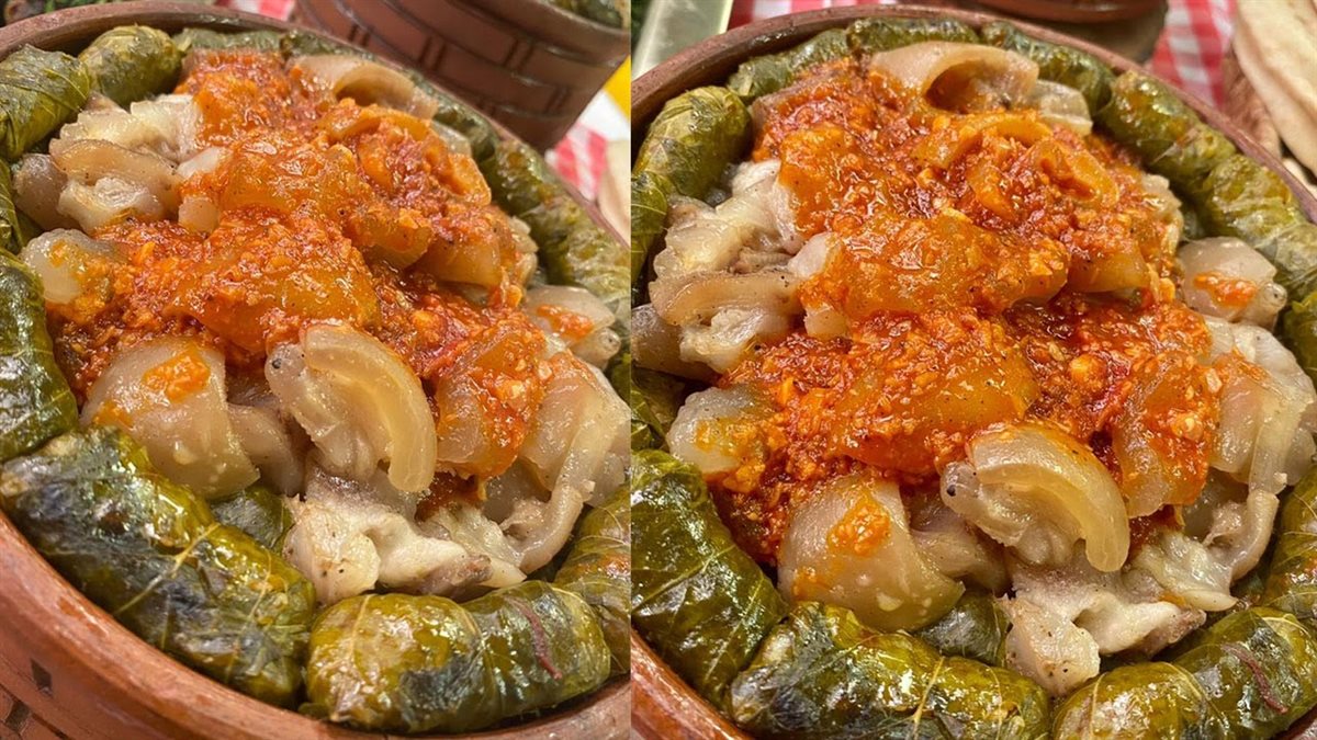 طريقة عمل طاجن ورق العنب بالكوارع