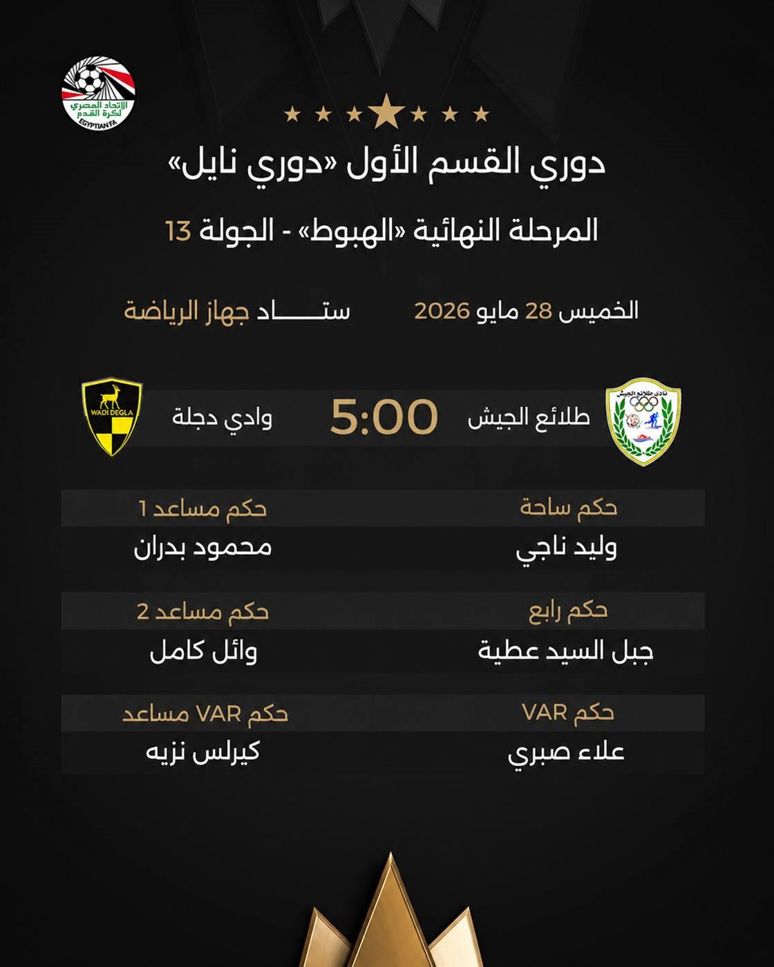 حكام لقاء الجيش ووادي دجلة، فيتو