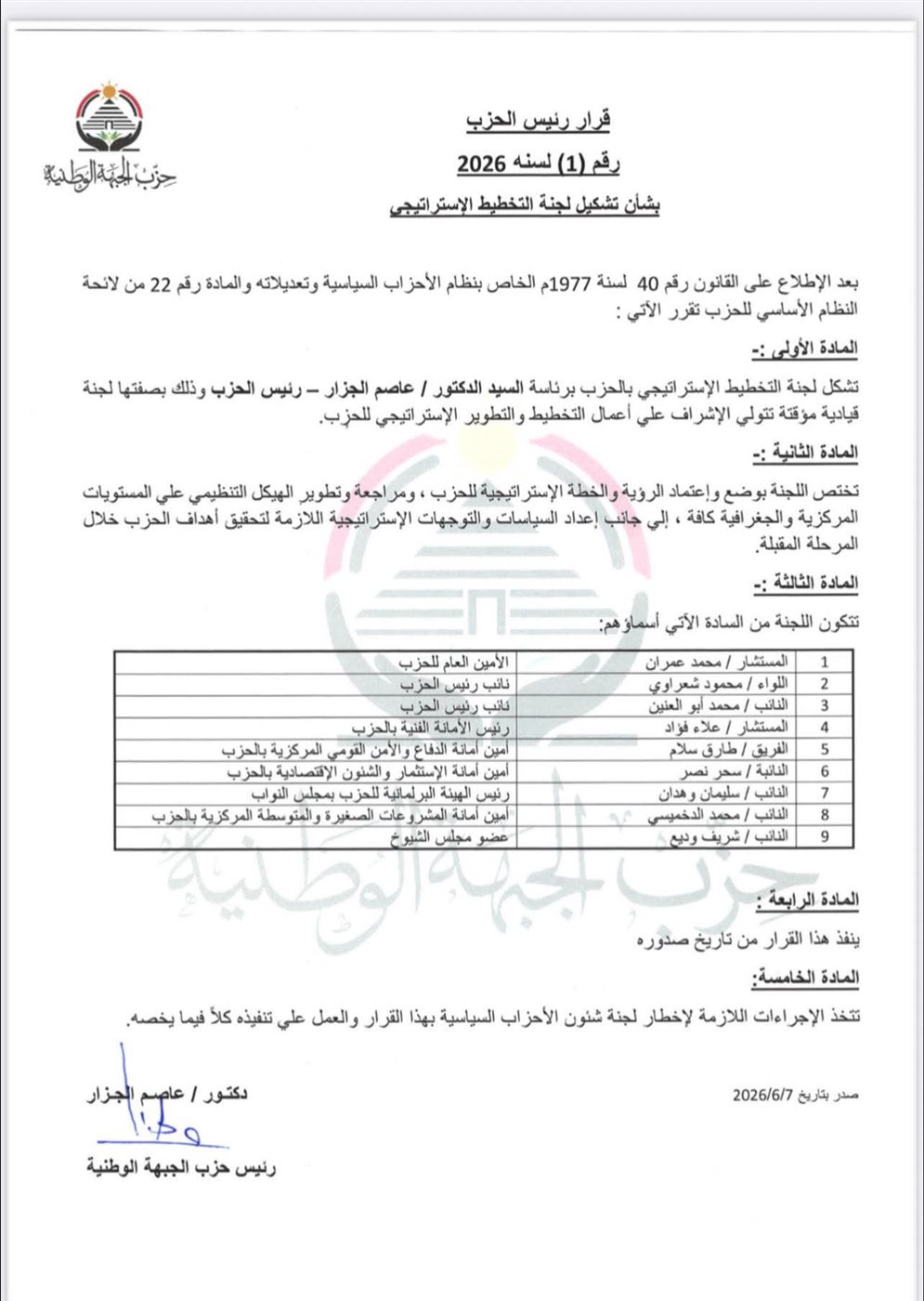 حزب الجبهة الوطنية