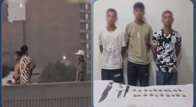 عصابة ترويج المخدرات فضحها فيديو.. ضبط 3 أشخاص بأسلحة بيضاء أعلى الطريق الدائري في الخصوص