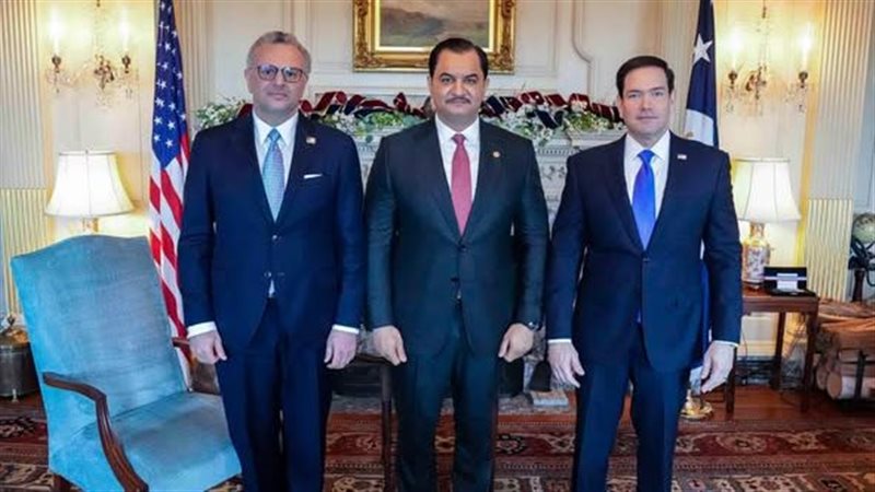 وزير الخارجية الأمريكي مارك روبيو ونائب القائد العام للقوات المسلحة الليبية صدام حفتر مسعد بولس