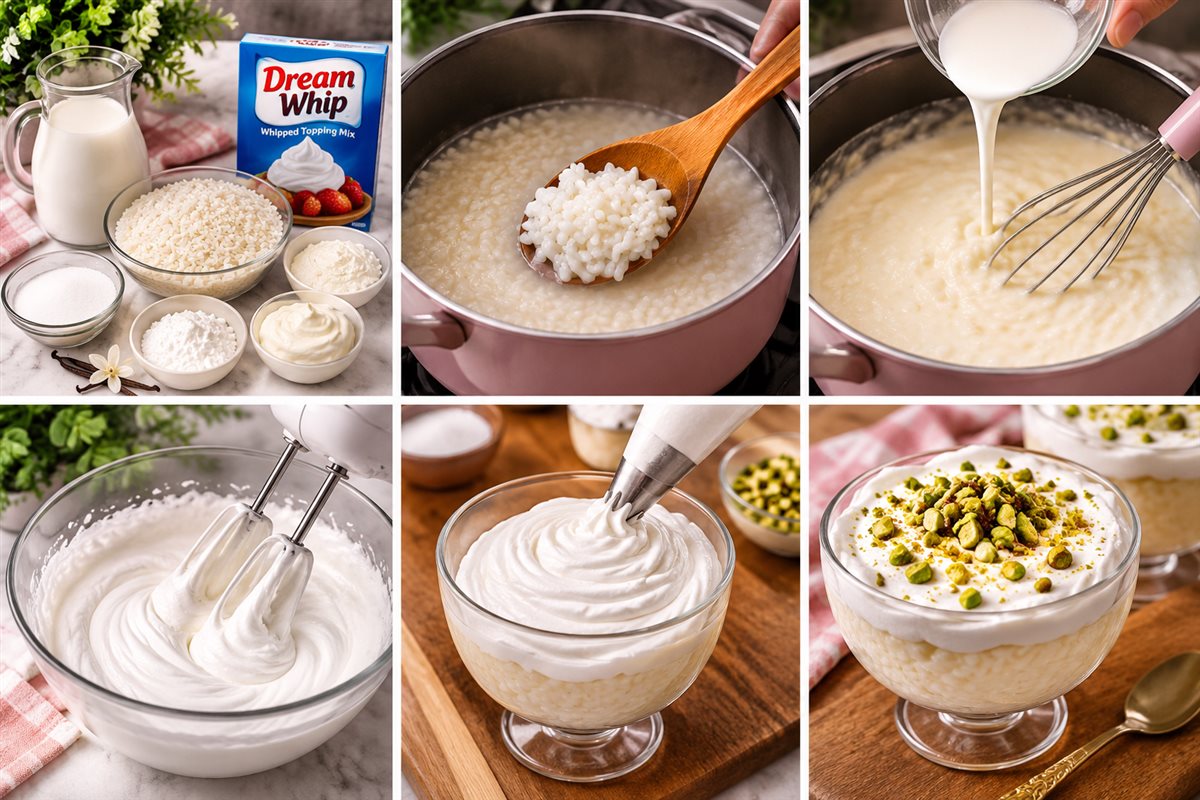 خطوات عمل الرز بلبن بالكريم شانتيه