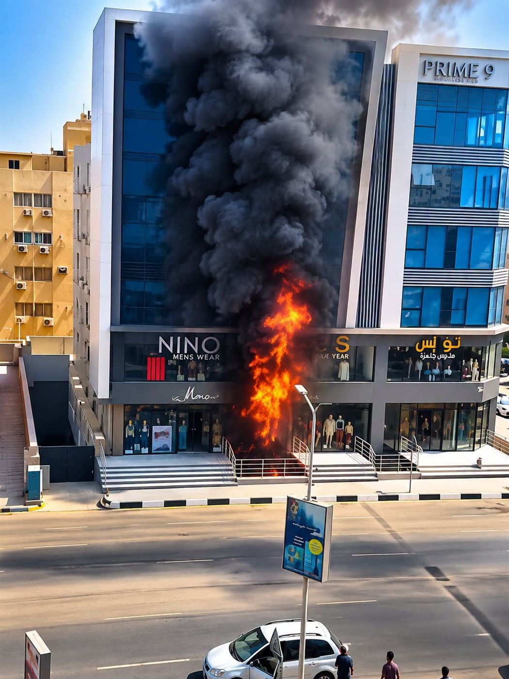 حريق يندلع بشارع 9 في المقطم.. والدفع بسيارات الإطفاء لموقع البلاغ