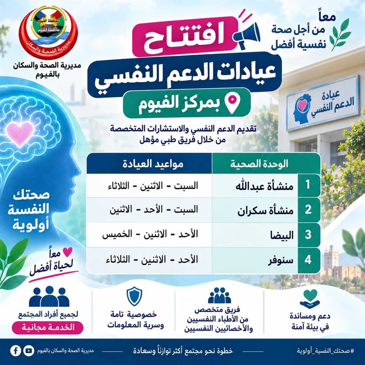 مواعيد العيادات بمركز الفيوم
