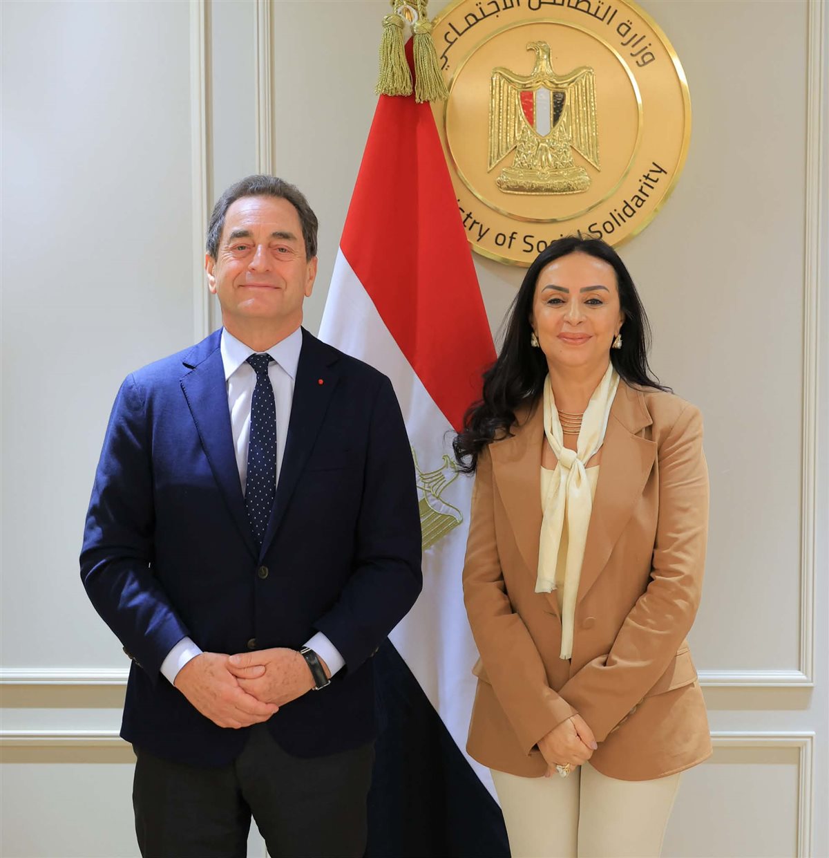 وزيرة التضامن تبحث مع السفير الفرنسي تبادل الخبرات