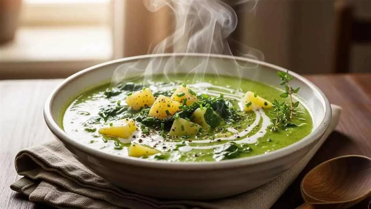 شوربة السبانخ والبطاطس