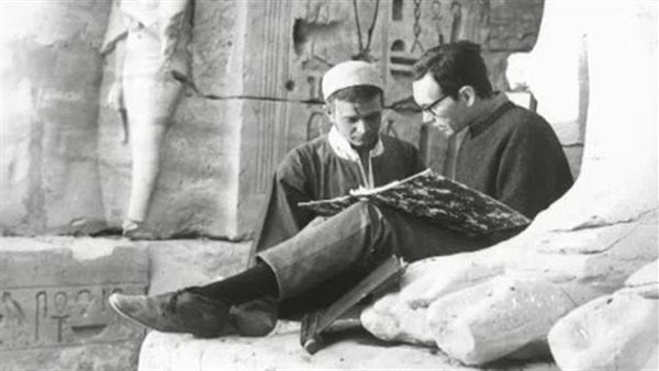شادى عبد السلام وأحمد مرعى اثناء تصوير المومياء