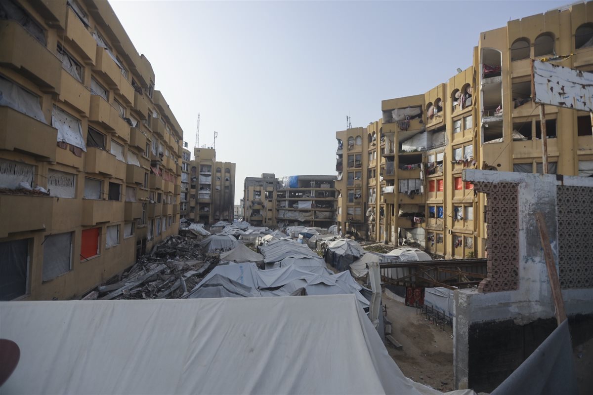خيام تؤوي نازحين فلسطينيين في غرب مدينة غزة