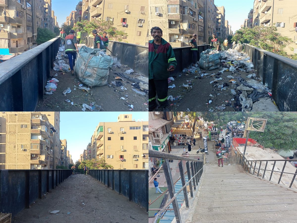 حملات النظافة بكباري المشاة في إمبابة والعجوزة والعمرانية