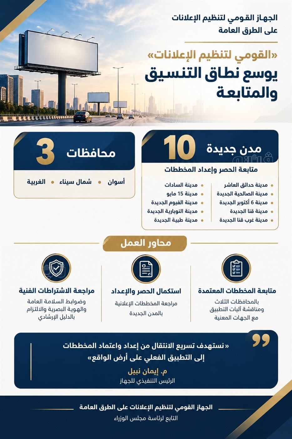 "القومي لتنظيم الإعلانات" يتابع إعداد وتنفيذ المخططات الإعلانية بـ13 محافظة ومدينة جديدة