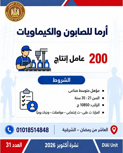 توفير 2541 فرصة عمل جديدة في 16 محافظة.. تعرف على أماكن التقديم