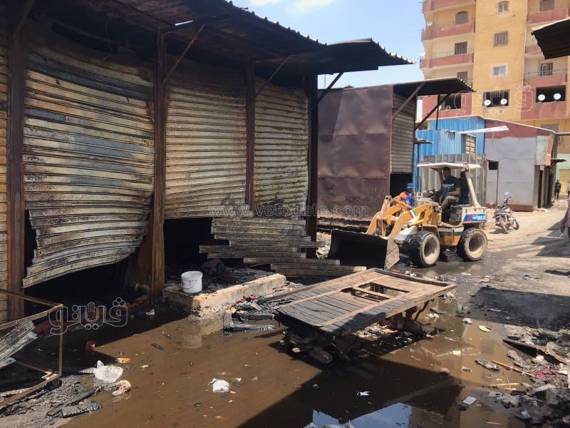 آثار حريق 10 محال في المرج الجديدة (1)