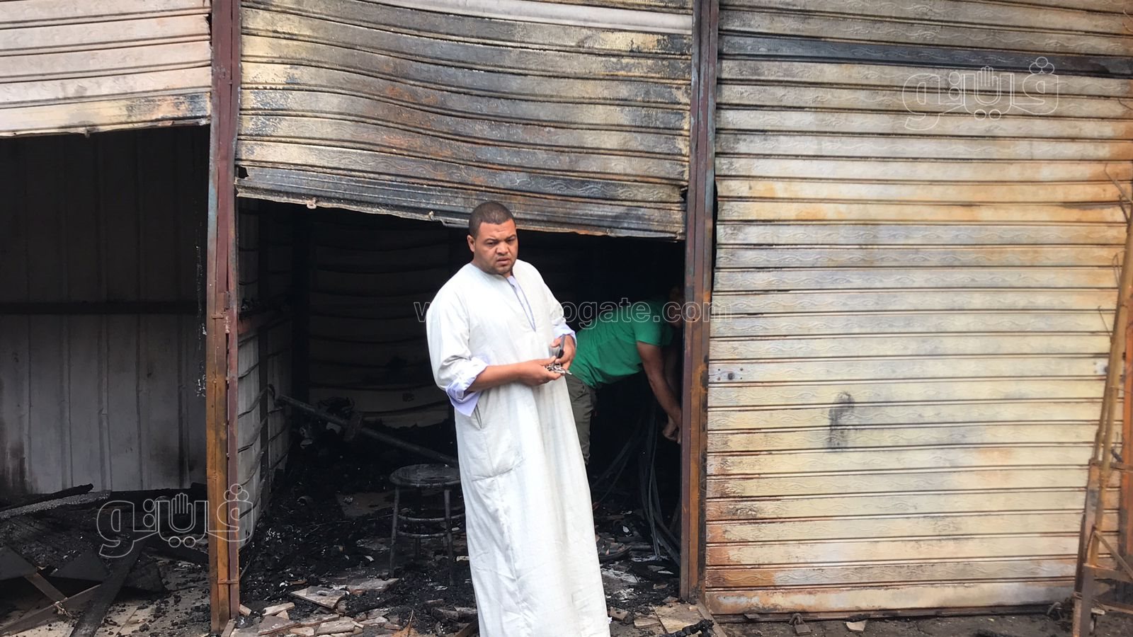 آثار حريق 10 محال في المرج الجديدة (2)