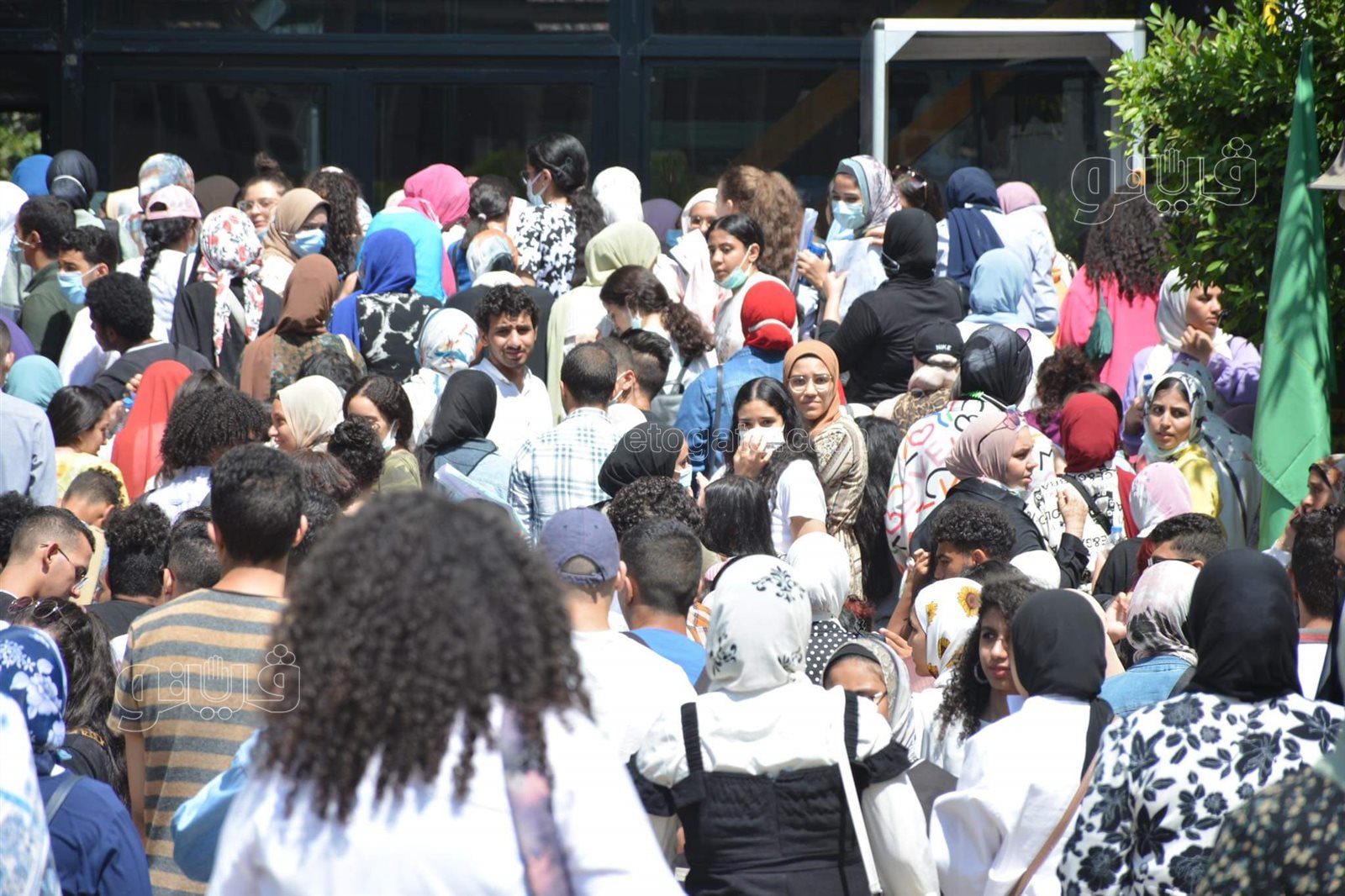 بالشمسية والملفات طلاب الثانوية يحتمون من الحر أمام كلية الإعلام (9)