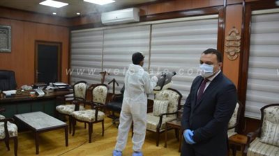 حملة تعقيم مكثفة بديوان محافظة الدقهلية | فيديو وصور