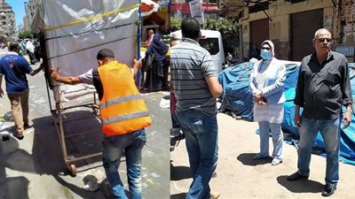 أول أيام العيد.. حي شرق بالإسكندرية يزيل إشغالات الباعة الجائلين