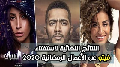 النتائج النهائية لاستفتاء فيتو عن الأعمال الرمضانية 2020.. محمد رمضان ودينا الشربيني أفضل ممثل وممثلة.. و