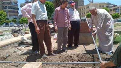 بدء ري الحدائق والمتنزهات بالرش والتنقيط بدلا من مياه الغمر في الدقهلية | صور